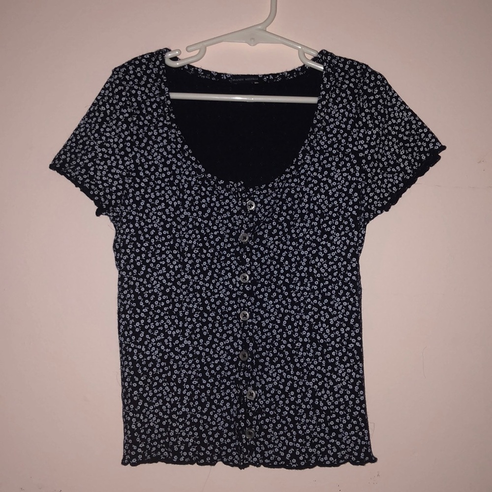 brandy melville blue floral zelly top